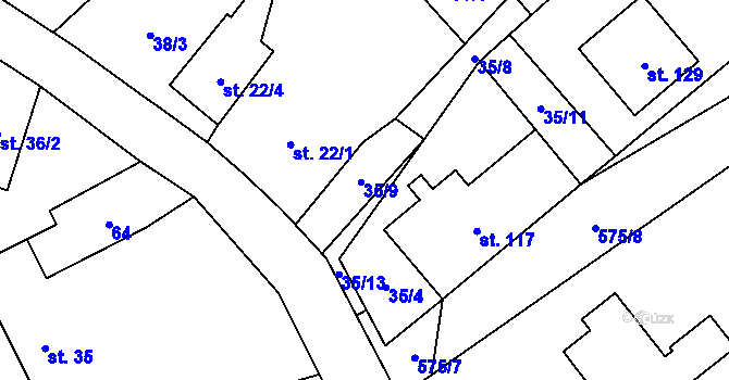 Parcela st. 35/9 v KÚ Skomelno, Katastrální mapa