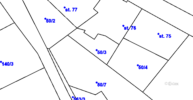 Parcela st. 50/3 v KÚ Skomelno, Katastrální mapa