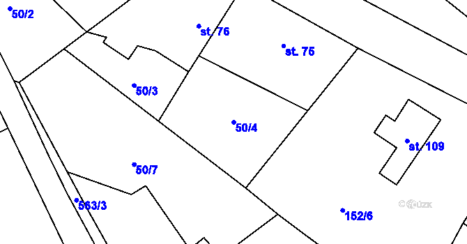 Parcela st. 50/4 v KÚ Skomelno, Katastrální mapa