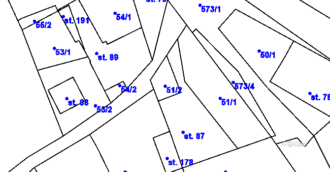 Parcela st. 51/2 v KÚ Skomelno, Katastrální mapa