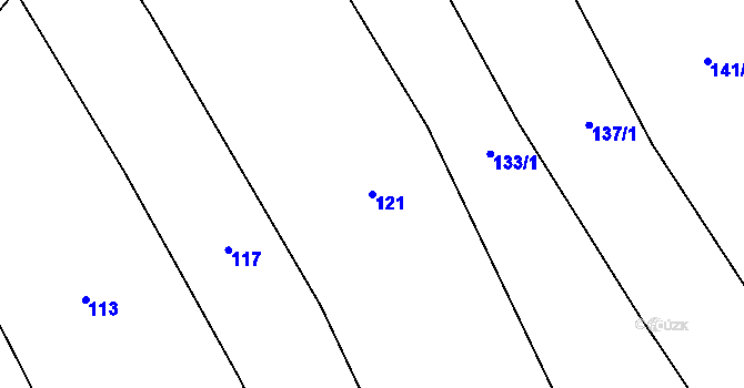 Parcela st. 121 v KÚ Skomelno, Katastrální mapa