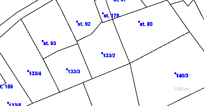 Parcela st. 133/2 v KÚ Skomelno, Katastrální mapa