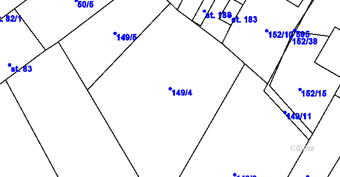 Parcela st. 149/4 v KÚ Skomelno, Katastrální mapa