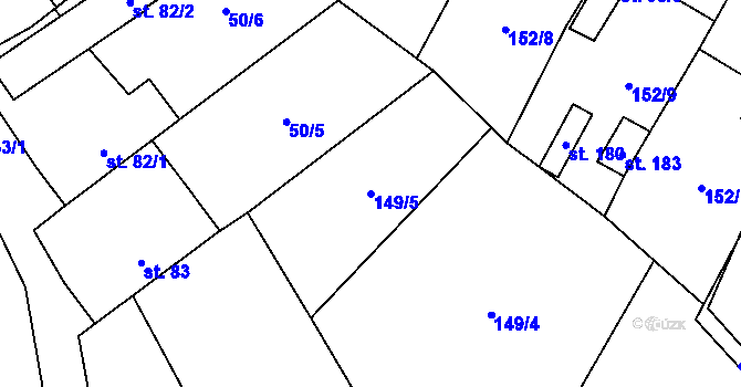Parcela st. 149/5 v KÚ Skomelno, Katastrální mapa