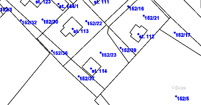 Parcela st. 152/23 v KÚ Skomelno, Katastrální mapa
