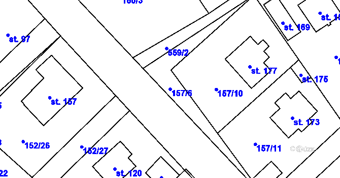 Parcela st. 157/6 v KÚ Skomelno, Katastrální mapa