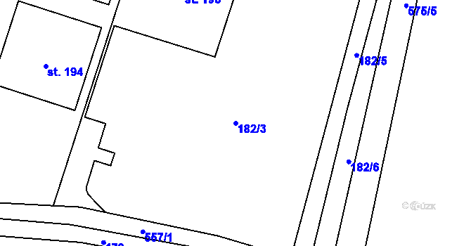 Parcela st. 182/3 v KÚ Skomelno, Katastrální mapa