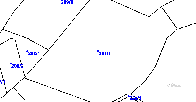 Parcela st. 217/1 v KÚ Skomelno, Katastrální mapa