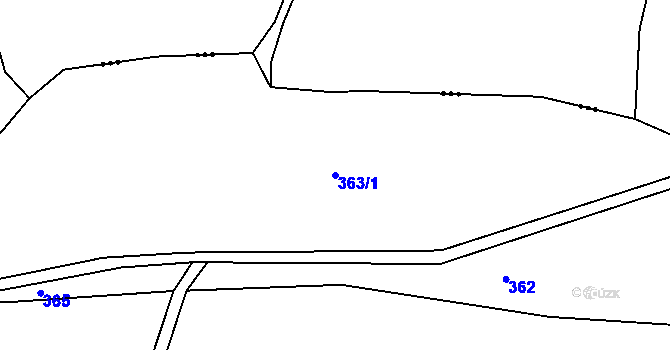 Parcela st. 363/1 v KÚ Skomelno, Katastrální mapa