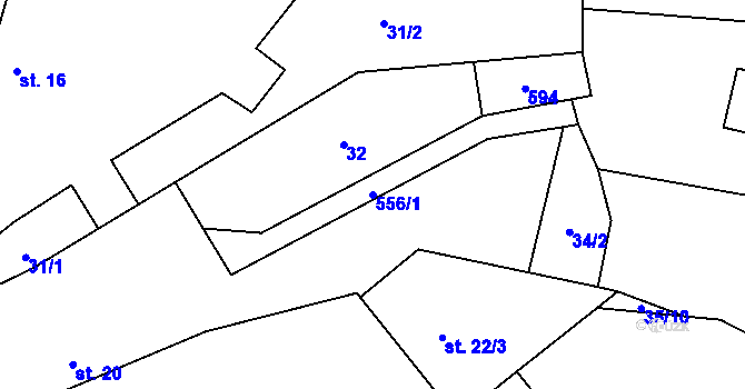 Parcela st. 556/1 v KÚ Skomelno, Katastrální mapa