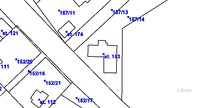 Parcela st. 153 v KÚ Skomelno, Katastrální mapa