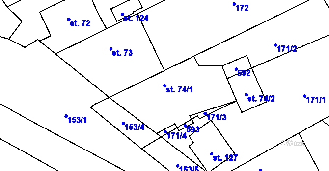 Parcela st. 74/1 v KÚ Skomelno, Katastrální mapa