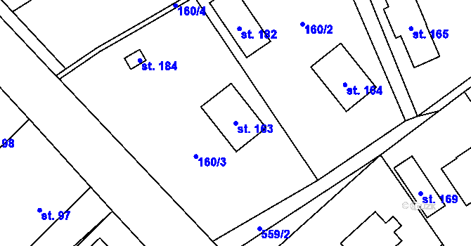 Parcela st. 163 v KÚ Skomelno, Katastrální mapa