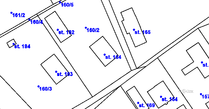 Parcela st. 164 v KÚ Skomelno, Katastrální mapa