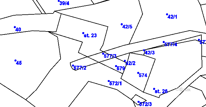 Parcela st. 577/3 v KÚ Skomelno, Katastrální mapa