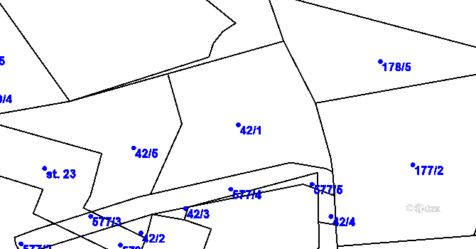 Parcela st. 42/1 v KÚ Skomelno, Katastrální mapa
