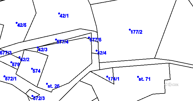 Parcela st. 42/4 v KÚ Skomelno, Katastrální mapa