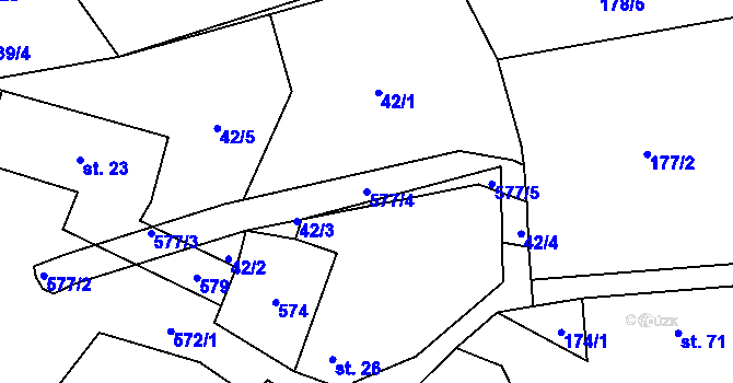 Parcela st. 577/4 v KÚ Skomelno, Katastrální mapa