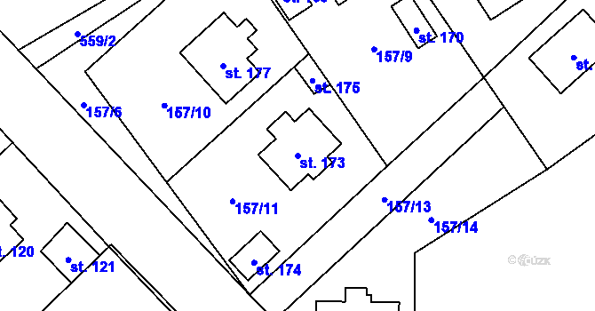 Parcela st. 173 v KÚ Skomelno, Katastrální mapa