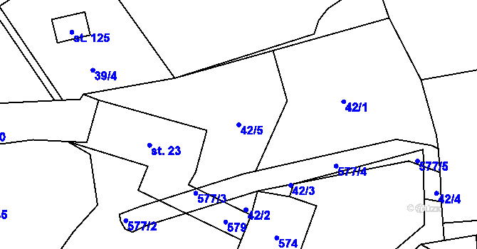 Parcela st. 42/5 v KÚ Skomelno, Katastrální mapa