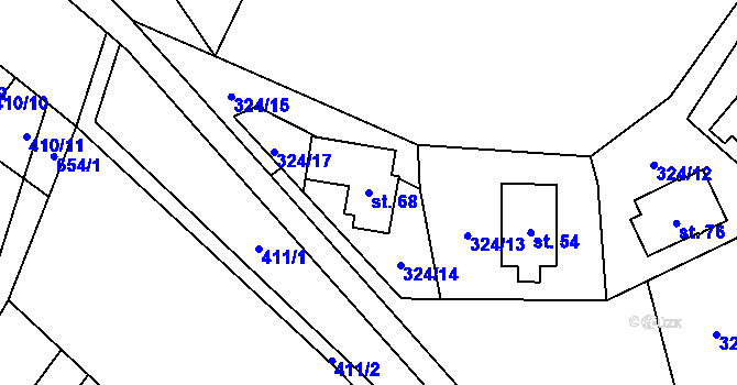 Parcela st. 68 v KÚ Radnice, Katastrální mapa
