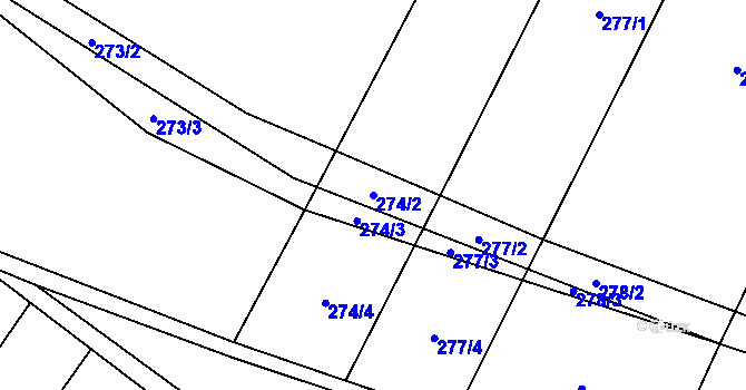 Parcela st. 274/2 v KÚ Radnice, Katastrální mapa