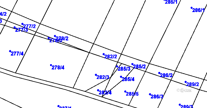 Parcela st. 282/2 v KÚ Radnice, Katastrální mapa