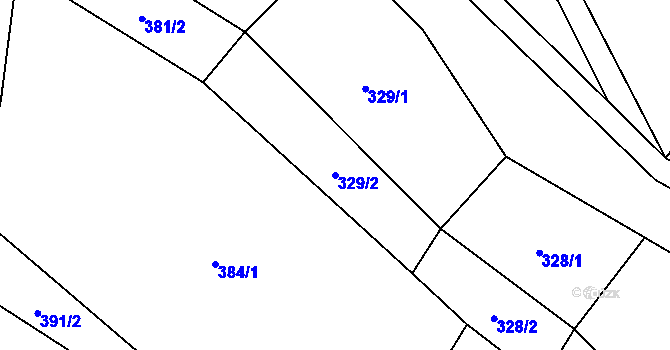 Parcela st. 329/2 v KÚ Radnice, Katastrální mapa
