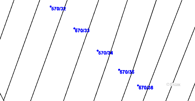 Parcela st. 570/34 v KÚ Radnice, Katastrální mapa