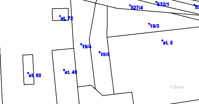 Parcela st. 19/5 v KÚ Radňov u Rynárce, Katastrální mapa