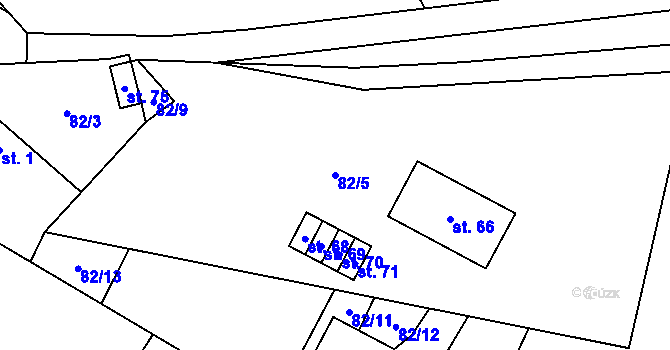 Parcela st. 82/5 v KÚ Radňov u Rynárce, Katastrální mapa