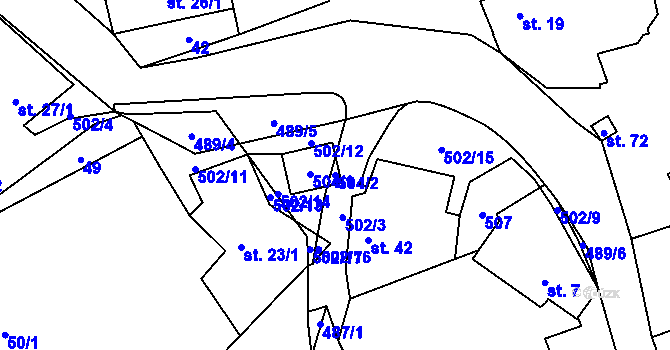 Parcela st. 504/2 v KÚ Radňoves, Katastrální mapa