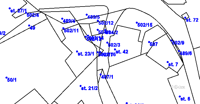 Parcela st. 502/16 v KÚ Radňoves, Katastrální mapa