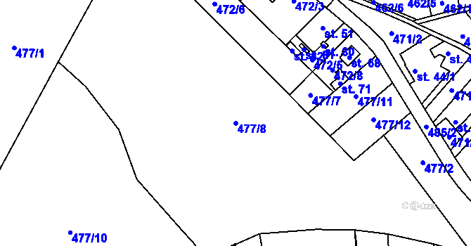 Parcela st. 477/8 v KÚ Radňoves, Katastrální mapa