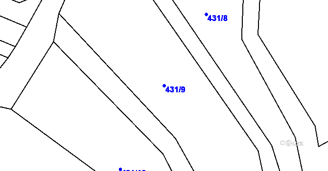 Parcela st. 431/9 v KÚ Radňoves, Katastrální mapa