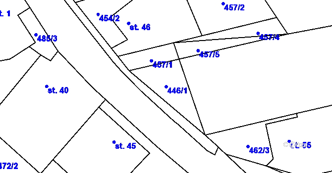 Parcela st. 446/1 v KÚ Radňoves, Katastrální mapa