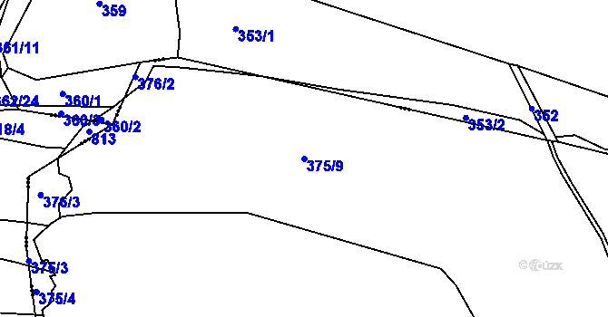 Parcela st. 375/9 v KÚ Radňovice, Katastrální mapa