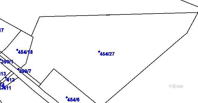 Parcela st. 454/27 v KÚ Radňovice, Katastrální mapa