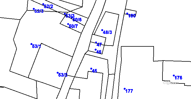 Parcela st. 46 v KÚ Radňovice, Katastrální mapa