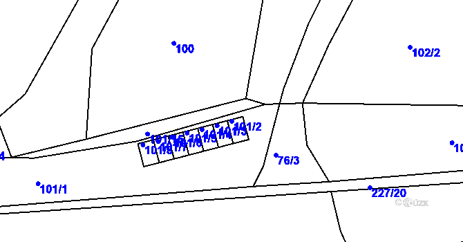 Parcela st. 101/2 v KÚ Radňovice, Katastrální mapa