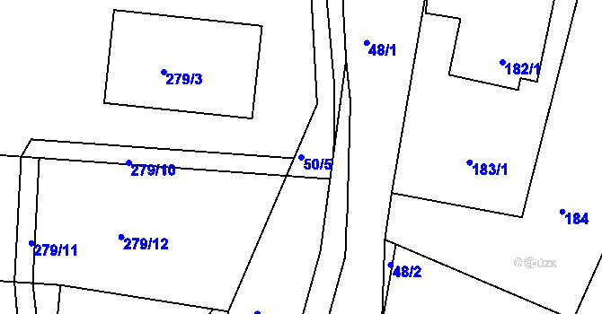 Parcela st. 50/5 v KÚ Radňovice, Katastrální mapa