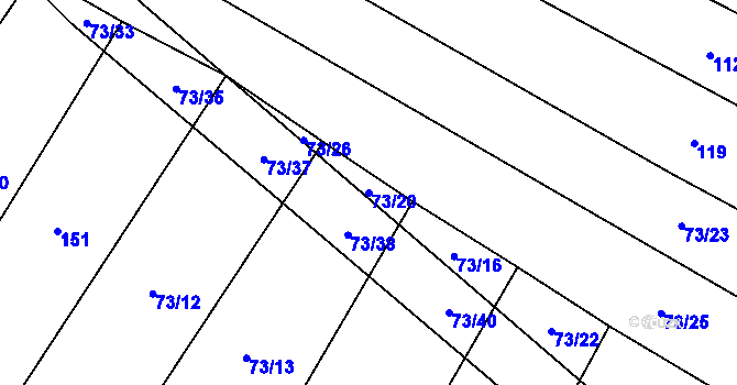 Parcela st. 73/20 v KÚ Radochovy, Katastrální mapa