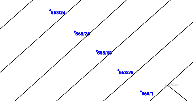 Parcela st. 658/18 v KÚ Radochovy, Katastrální mapa