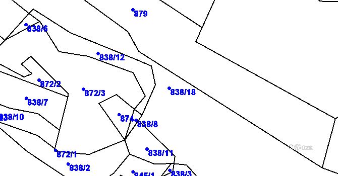 Parcela st. 838/18 v KÚ Radochovy, Katastrální mapa