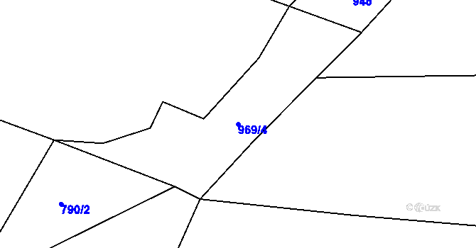 Parcela st. 969/4 v KÚ Radochovy, Katastrální mapa