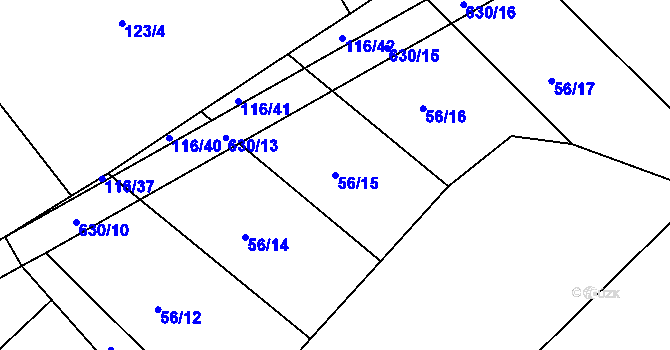 Parcela st. 56/15 v KÚ Domanice, Katastrální mapa