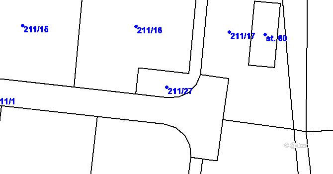 Parcela st. 211/27 v KÚ Domanice, Katastrální mapa