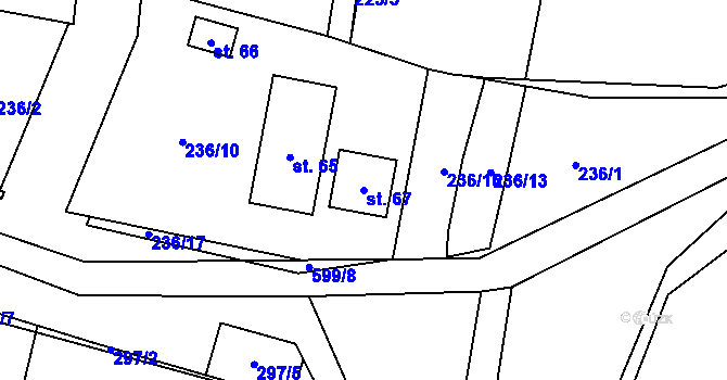 Parcela st. 67 v KÚ Domanice, Katastrální mapa