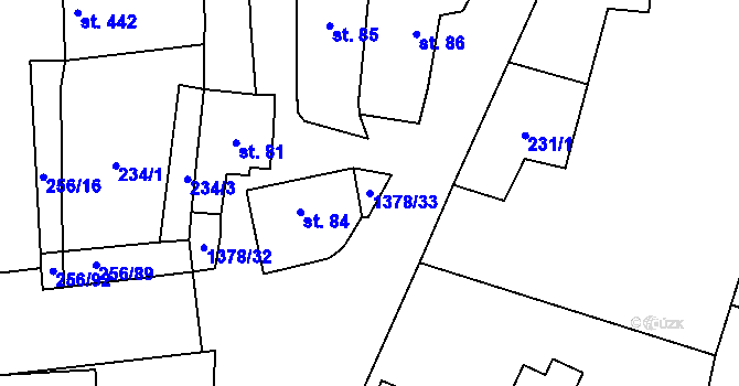Parcela st. 1378/33 v KÚ Radomyšl, Katastrální mapa