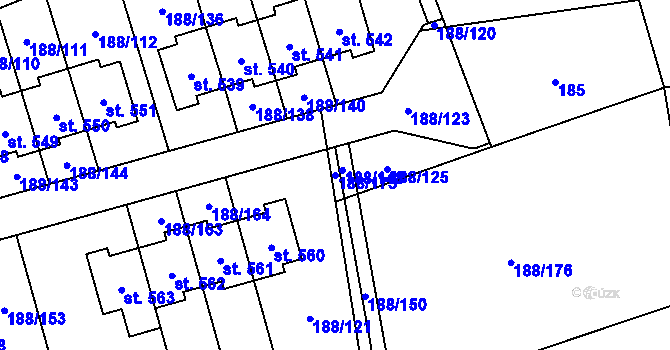 Parcela st. 188/175 v KÚ Radomyšl, Katastrální mapa